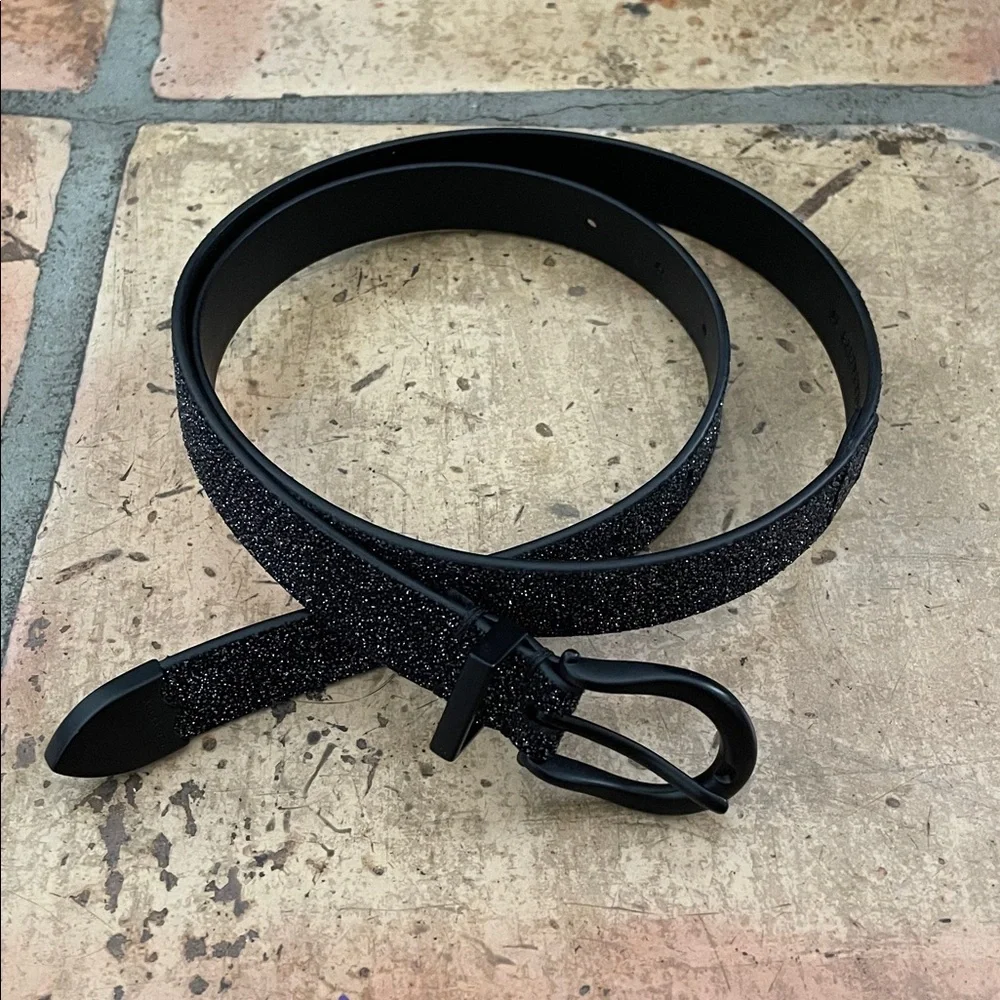 AllSaints Luna Sparkle Skinny Leather Black Western Belt Size Medium NWOT